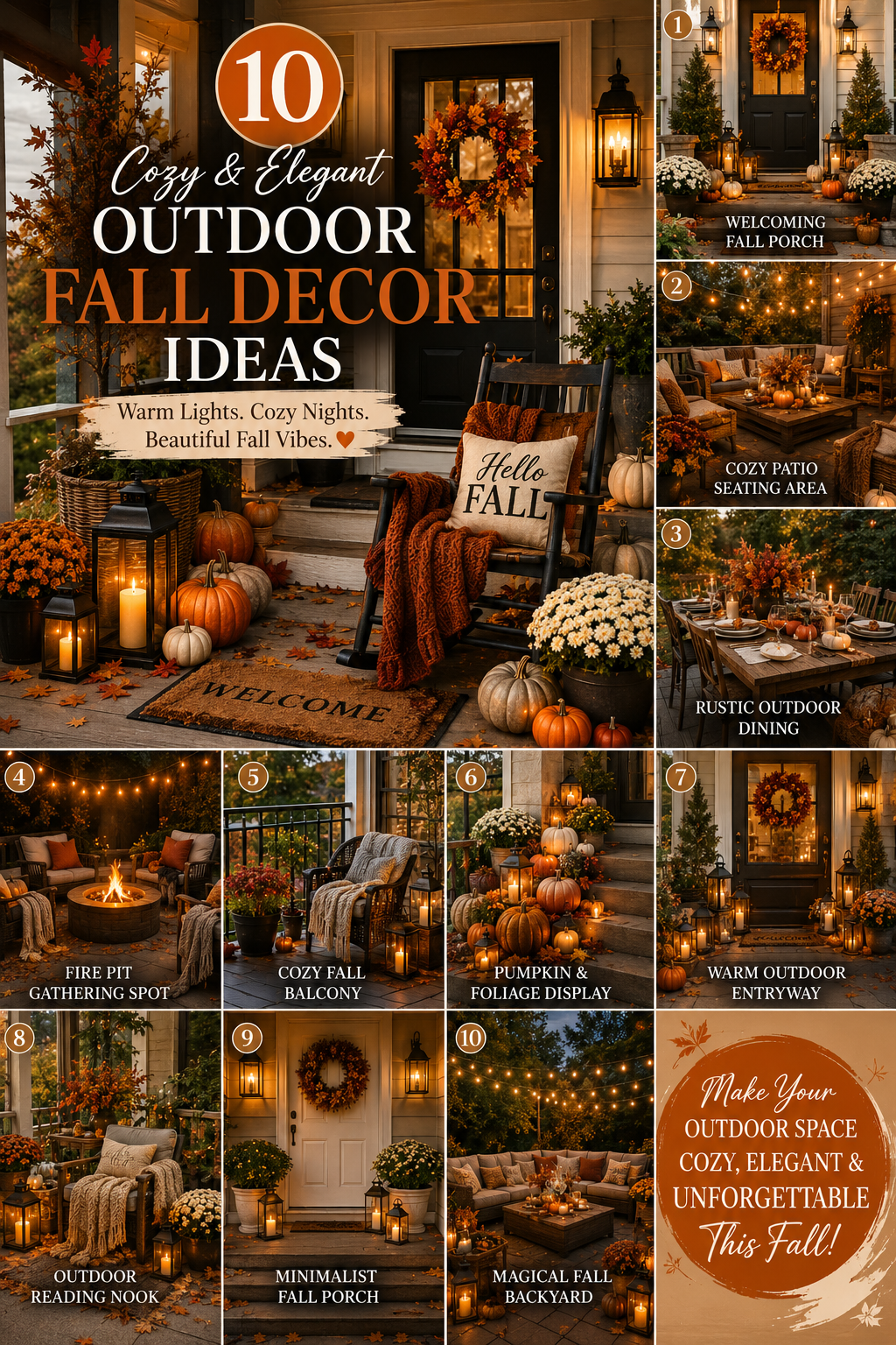 10 Cozy & Elegant  outdoor fall decore Ideas