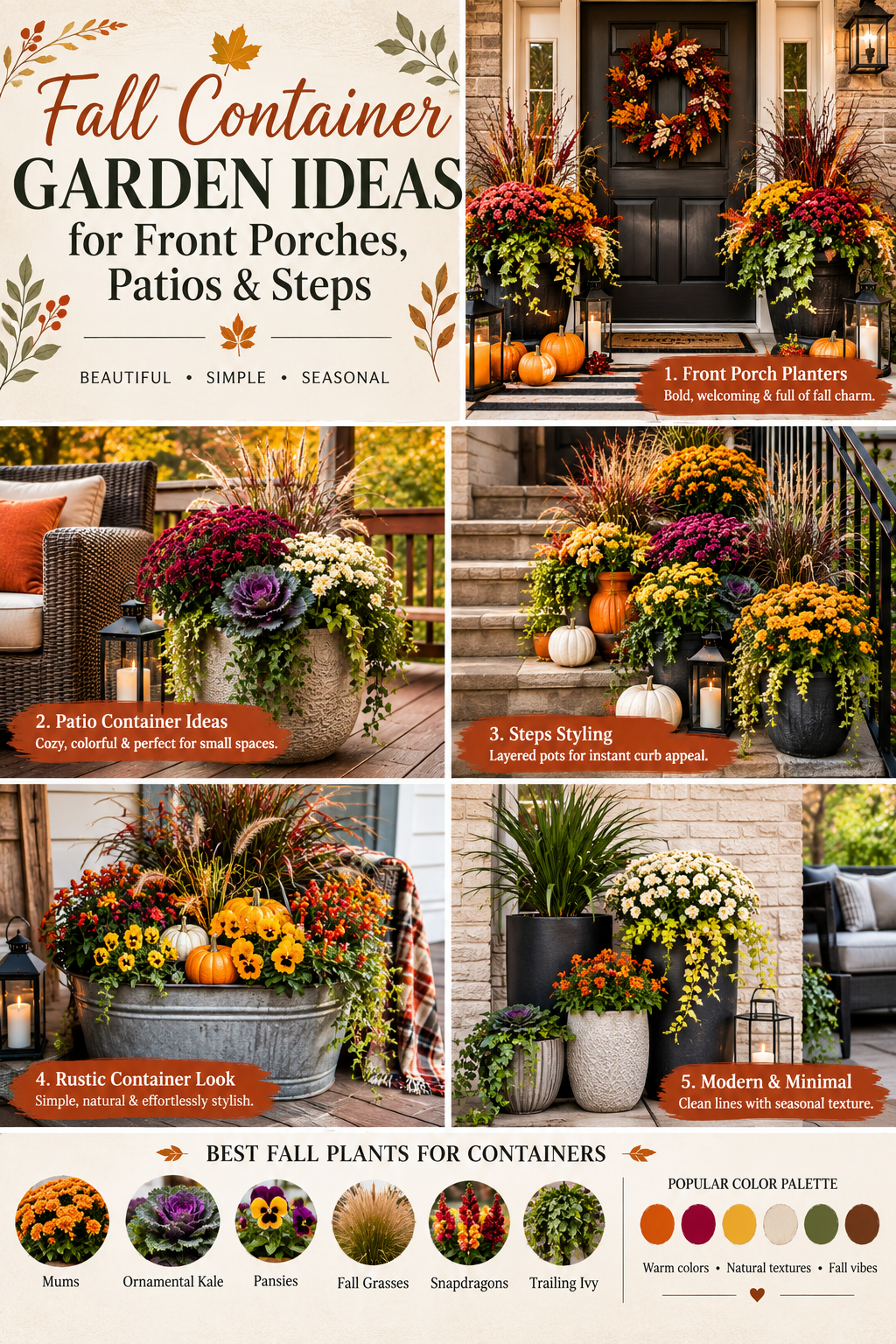 Fall Container Garden Ideas for Front Porches, Patios & Steps