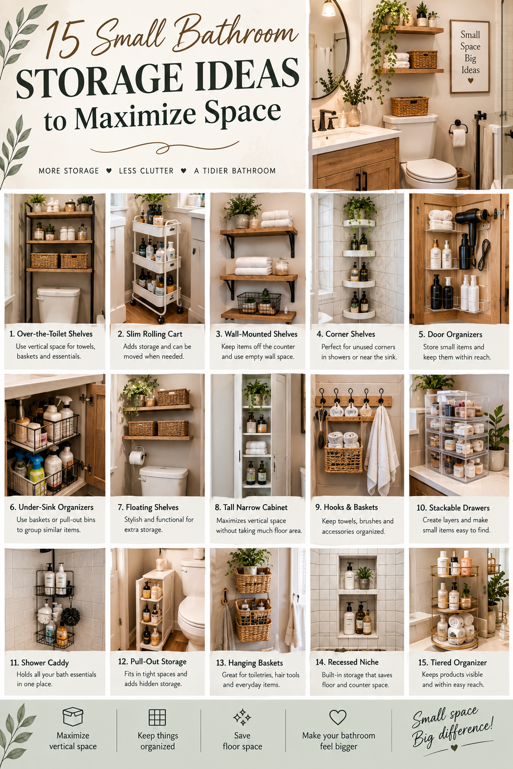 15 Small Bathroom Storage Ideas to Maximize Space