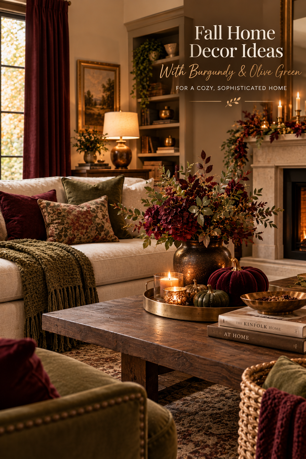 Fall Home Decor Ideas With Burgundy and Olive Green for a Cozy, Sophisticated Home