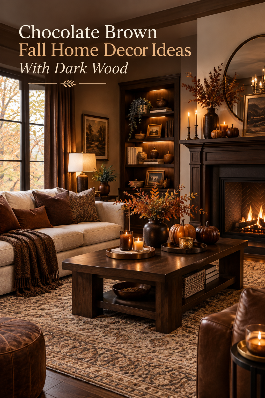 Chocolate Brown Fall Home Decor Ideas With Dark Wood