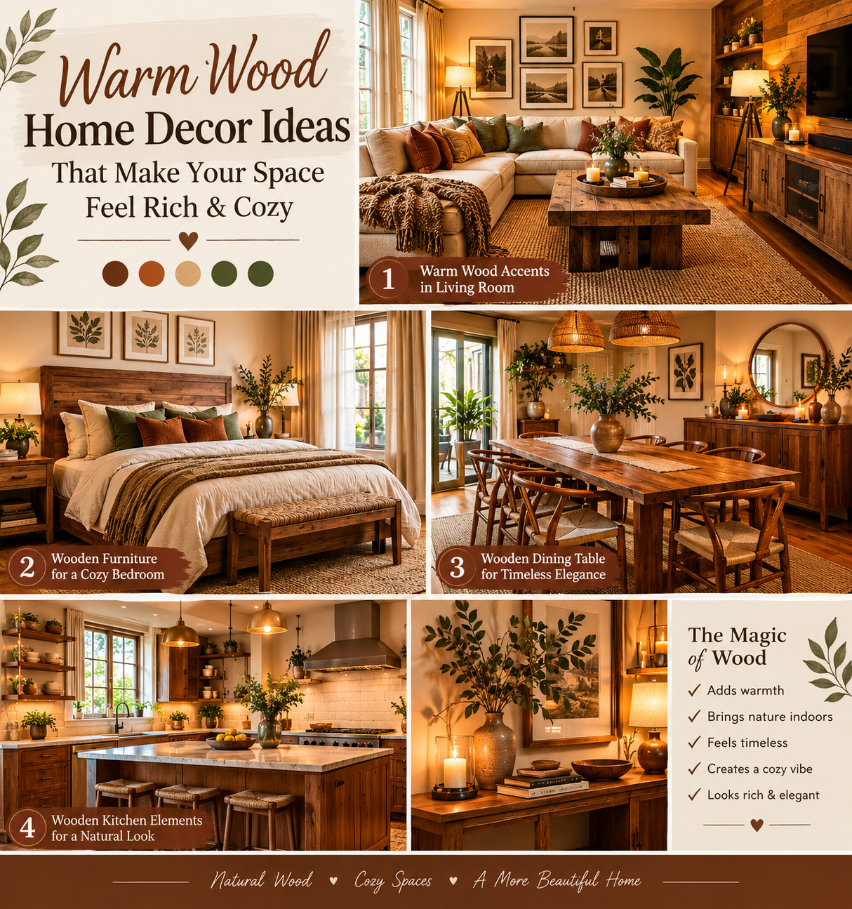 15 Warm Wood Home Decor Ideas That Make Your Space Feel Rich & Cozy